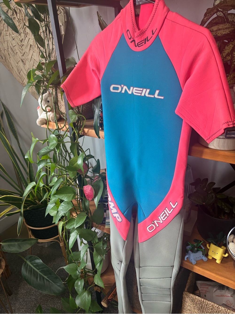O'Neill Teal and Hot Pink Short Sleeve Full Wetsuit - Picture 4 of 6